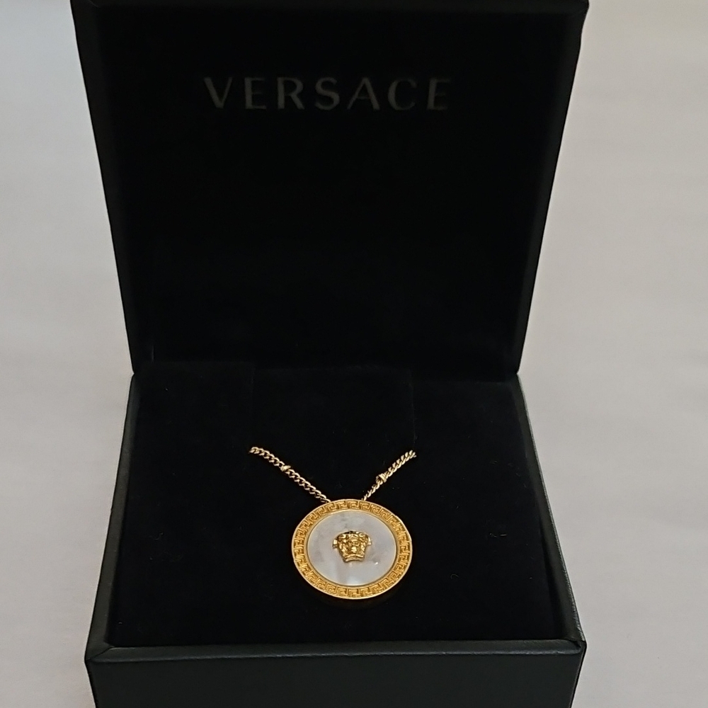 Authentic Preloved Versace Gold and White Medusa Necklace
